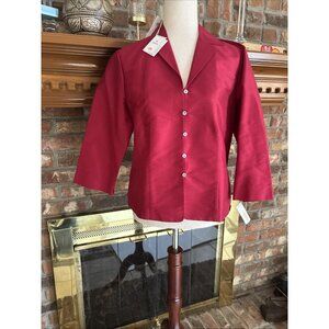 Talbots Petite Pure Silk Red Blouse Size 12 Petite NWT Silk Shantung